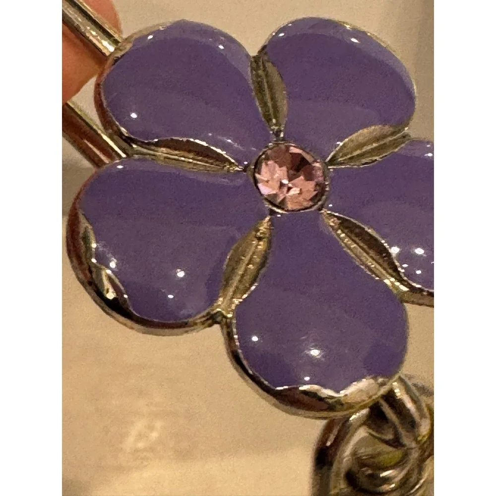 Alexx Inc Finders Key Purse Purple Enamel Flower Rhinestone Key Finder Hook